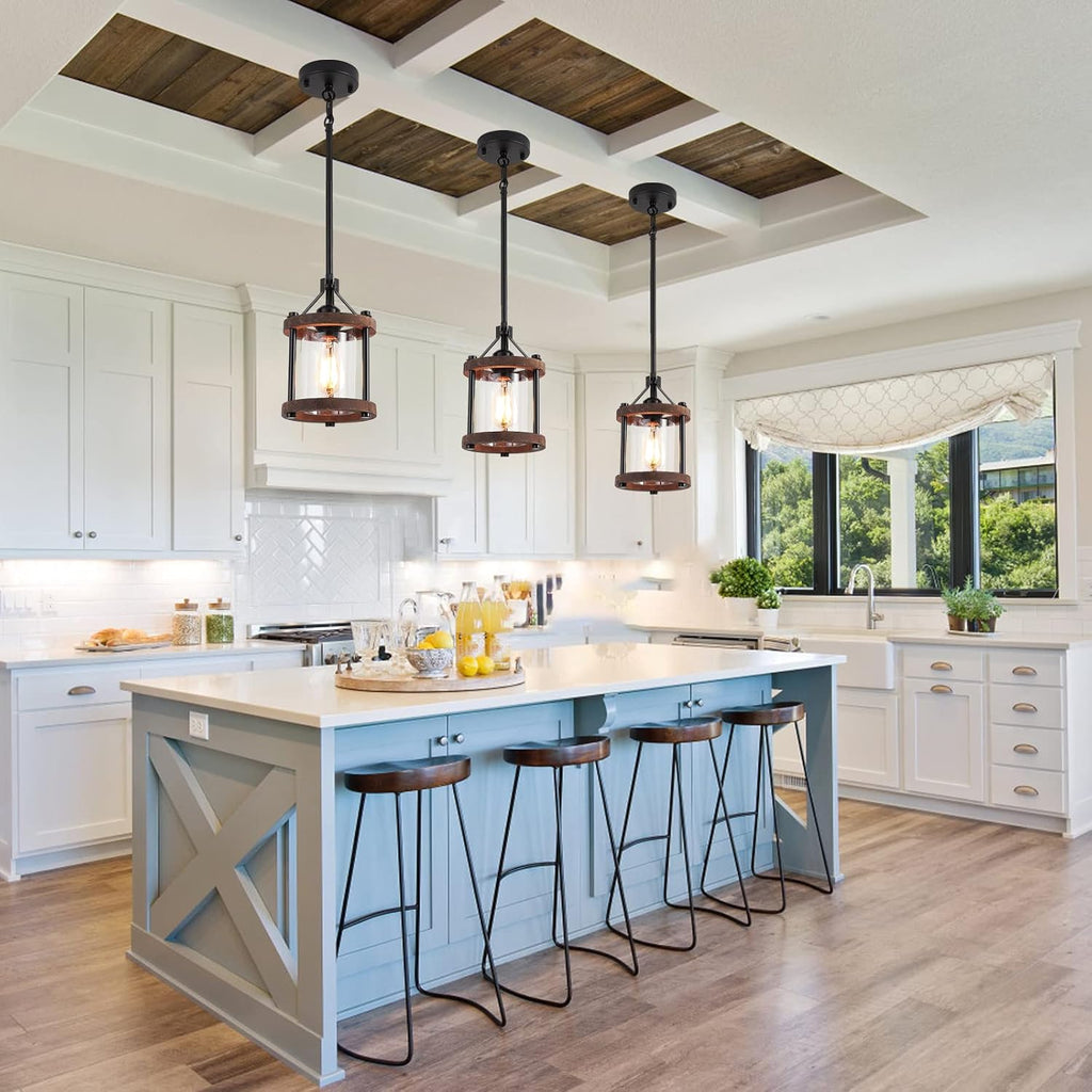 farmhouse pendant light for kitchen island, 1-light rustic, view 9