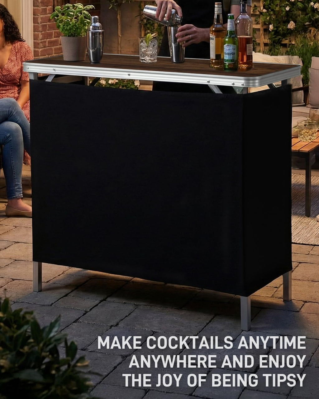 outvita portable bar table with 2 tier shelves on a desk or shelf