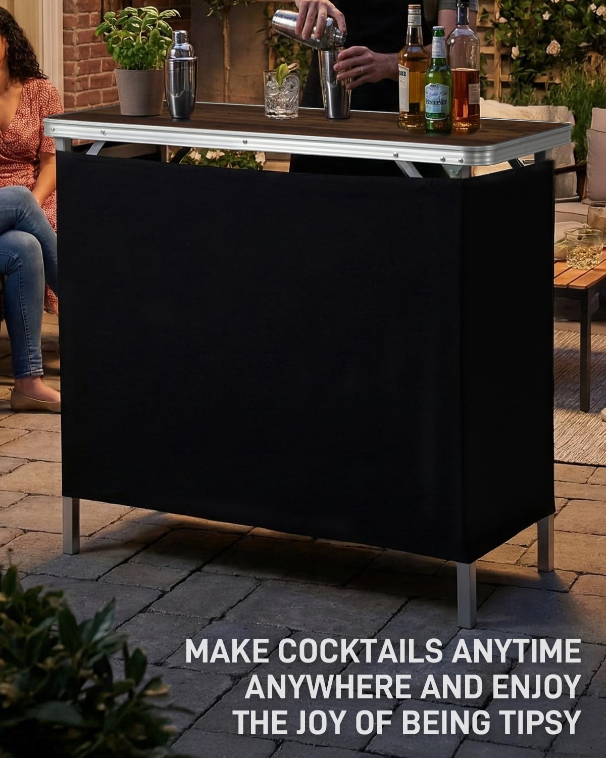 outvita portable bar table with 2 tier shelves on a desk or shelf