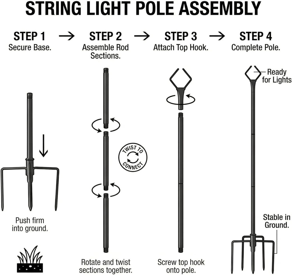 10FT Outdoor String Light Poles, Pack of 4