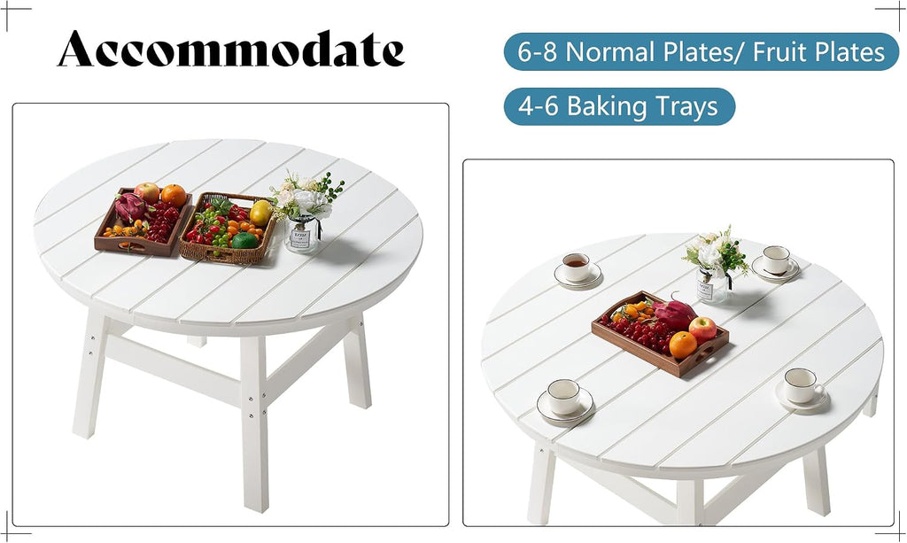 AMERLIFE 5 Piece HDPE Patio Dining Table Set with Chairs, White
