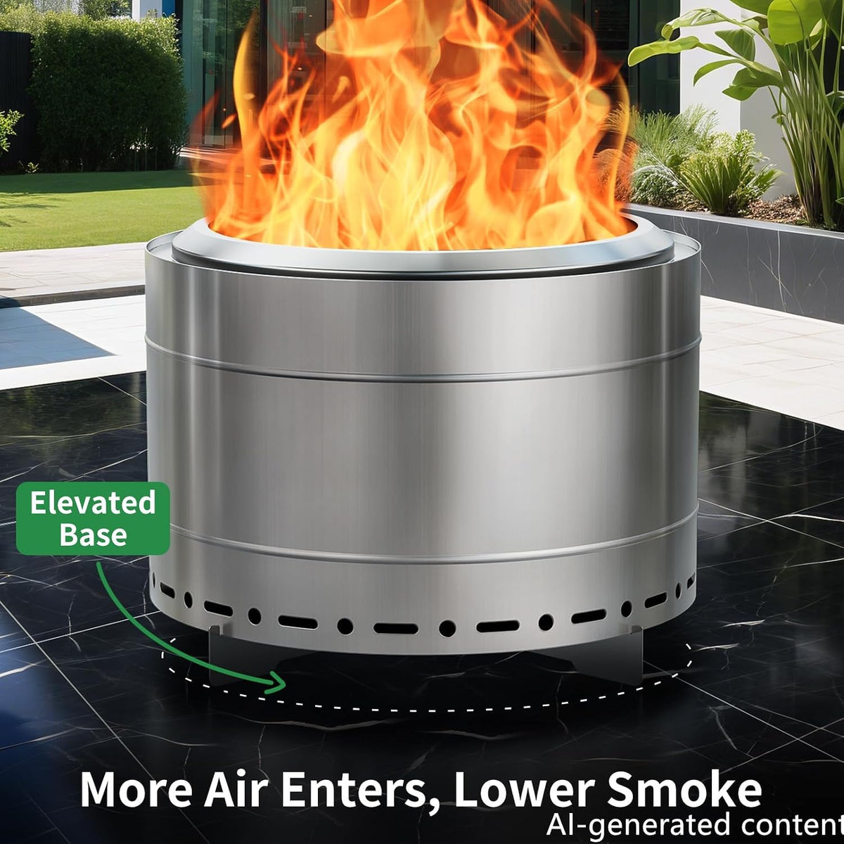 Panovue 19.5 inch Smokeless Fire Pit with Carry Bag & Fire Poker