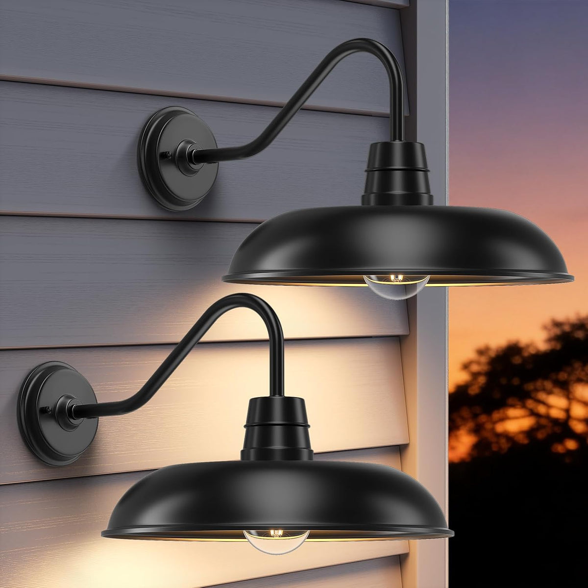 FILIYANO Farmhouse Barn Gooseneck Outdoor Light Fixtures, 14 Inch, 2 Pack