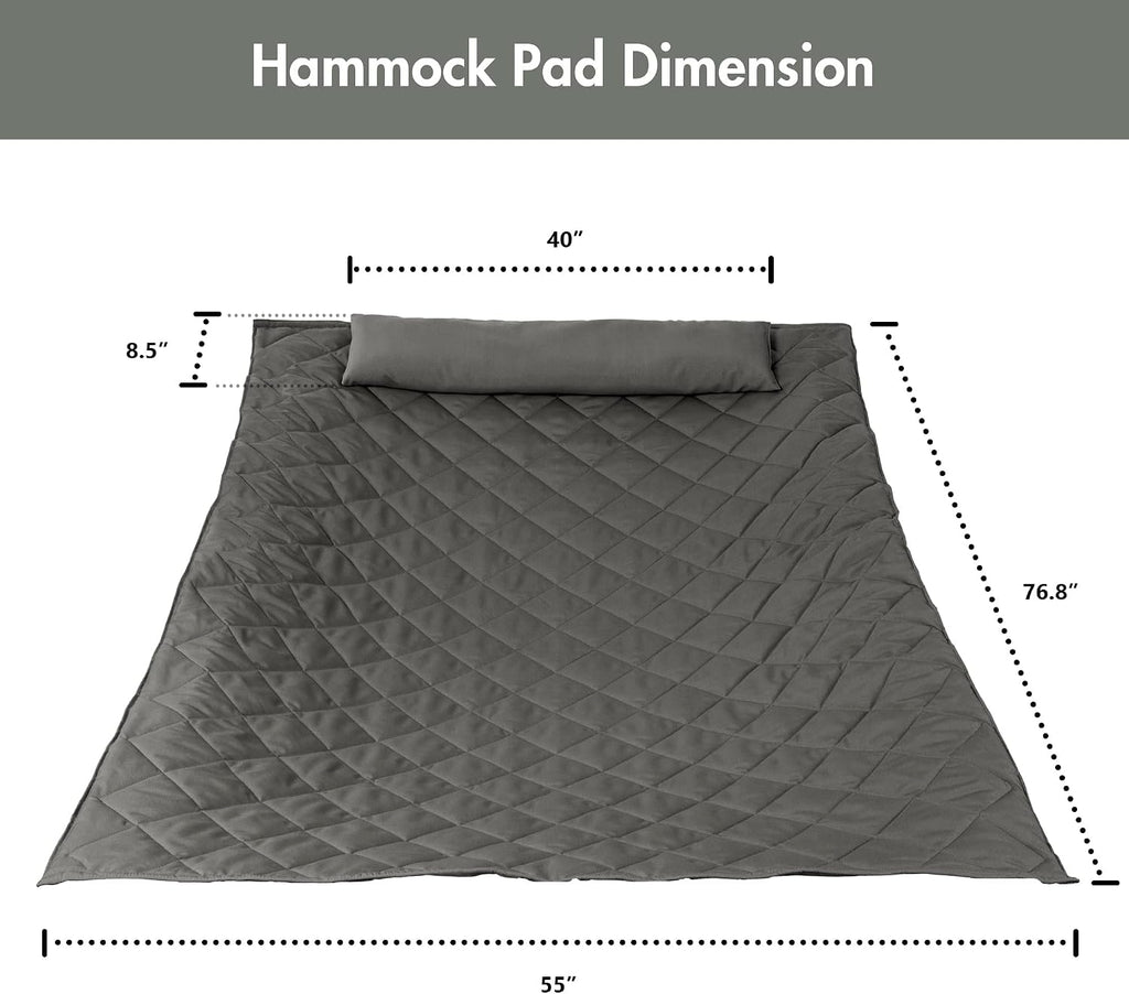 ANOW Portable Hammock Pad with Pillow, Replacement Hammock Pad, Grey