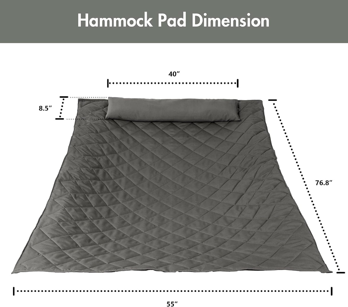 ANOW Portable Hammock Pad with Pillow, Replacement Hammock Pad, Grey