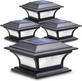 SIEDiNLAR Solar Post Lights Outdoor Glass, 2 Modes 4 Pack Black, Warm/White