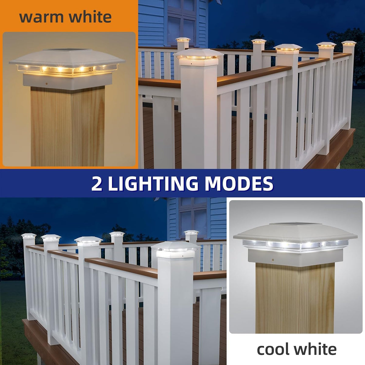 aponuo solar post cap lights - 12 pack shown in use