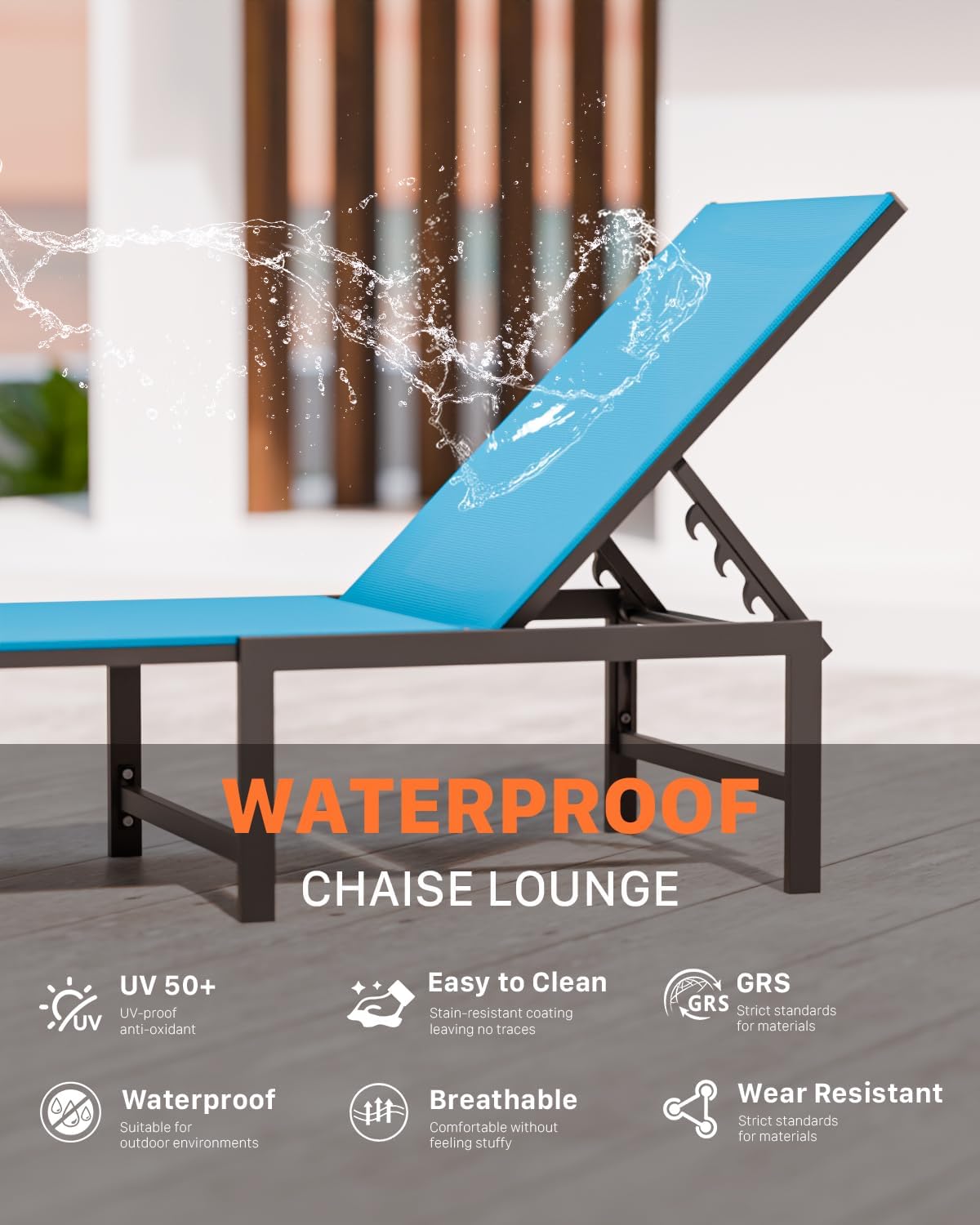 aluminum patio chaise lounge chair outdoor,blue, package contents