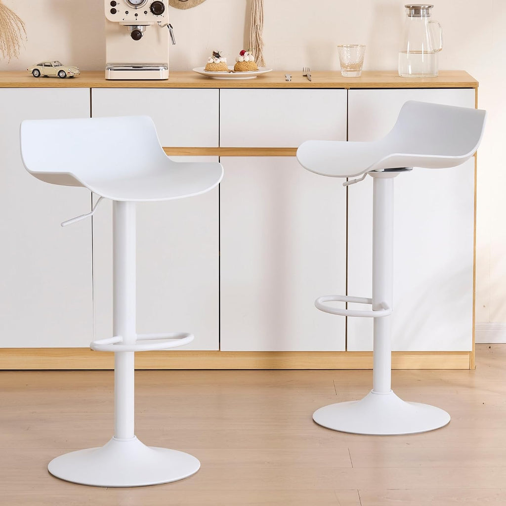 YOUNIKE Bar Stools Set of 2 Counter Height Chairs Modern Barstools White