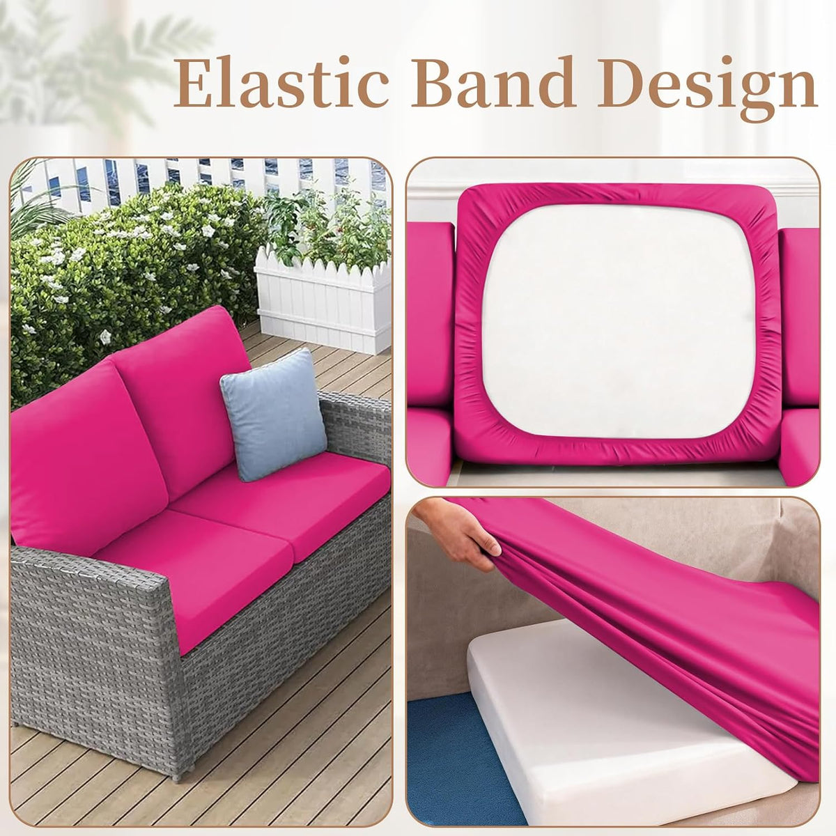8Pcs Patio Cushion Covers Stretch Outdoor Furniture Cushion Covers