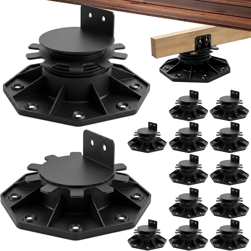 26-Pack Adjustable Deck Support Pedestals, 1-3/16"-2-3/8" H, Black