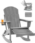 Adjustable Adirondack Rocking Chair 4-in-1 Retractable Ottoman,Grey