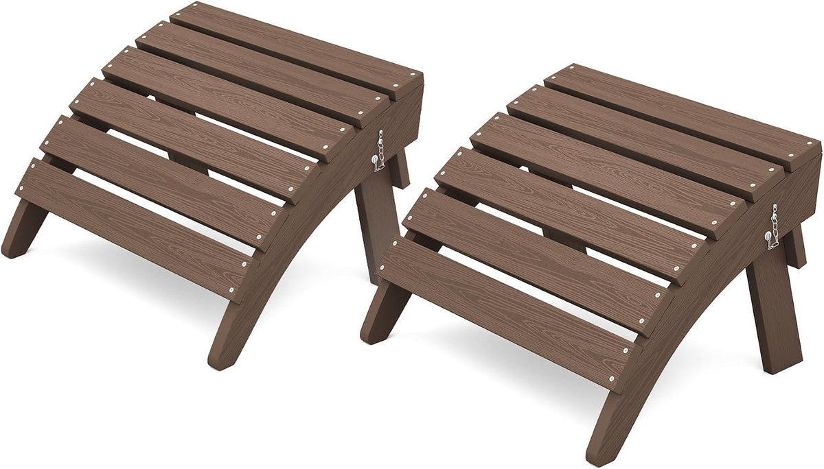 KINGYES Folding Adirondack Ottomans Set of 2 for Adirondack Chair, Brown