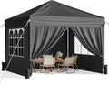 10x10 Pop Up Canopy Tent with Sidewalls, Portable Shelter,Black