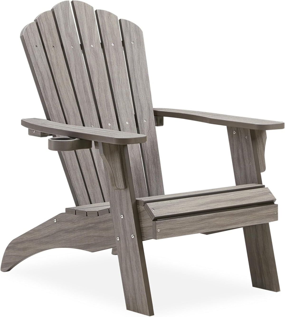 Psilvam Oversized Adirondack Chair with Cup Holder (1pc, Light Gray)