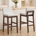 Bar Stools Set of 2, Counter Height Bar Stools with Backs, Comfortable Linen Upholstered Farmhouse Kitchen Island Stools, Barstools for Home Bar & Kitchen Counter, Beige