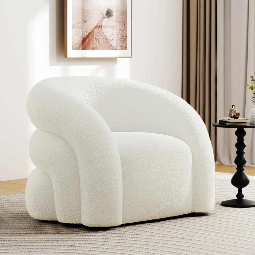 360° Swivel Accent Chair, Teddy Sherpa Barrel Chairs,No Assembly Required