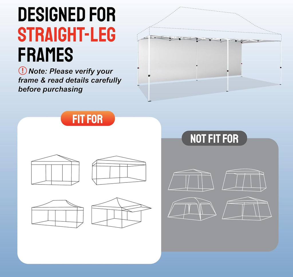 crown shades sidewall only for 10x20 pop up, package contents