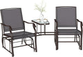 Outsunny Outdoor Glider Chair with Table 2-Seat Patio Loveseat Gray