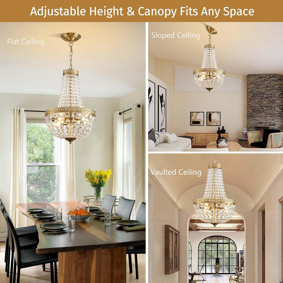 Mini French Country Crystal Vintage Small Brass Chandelier Lighting