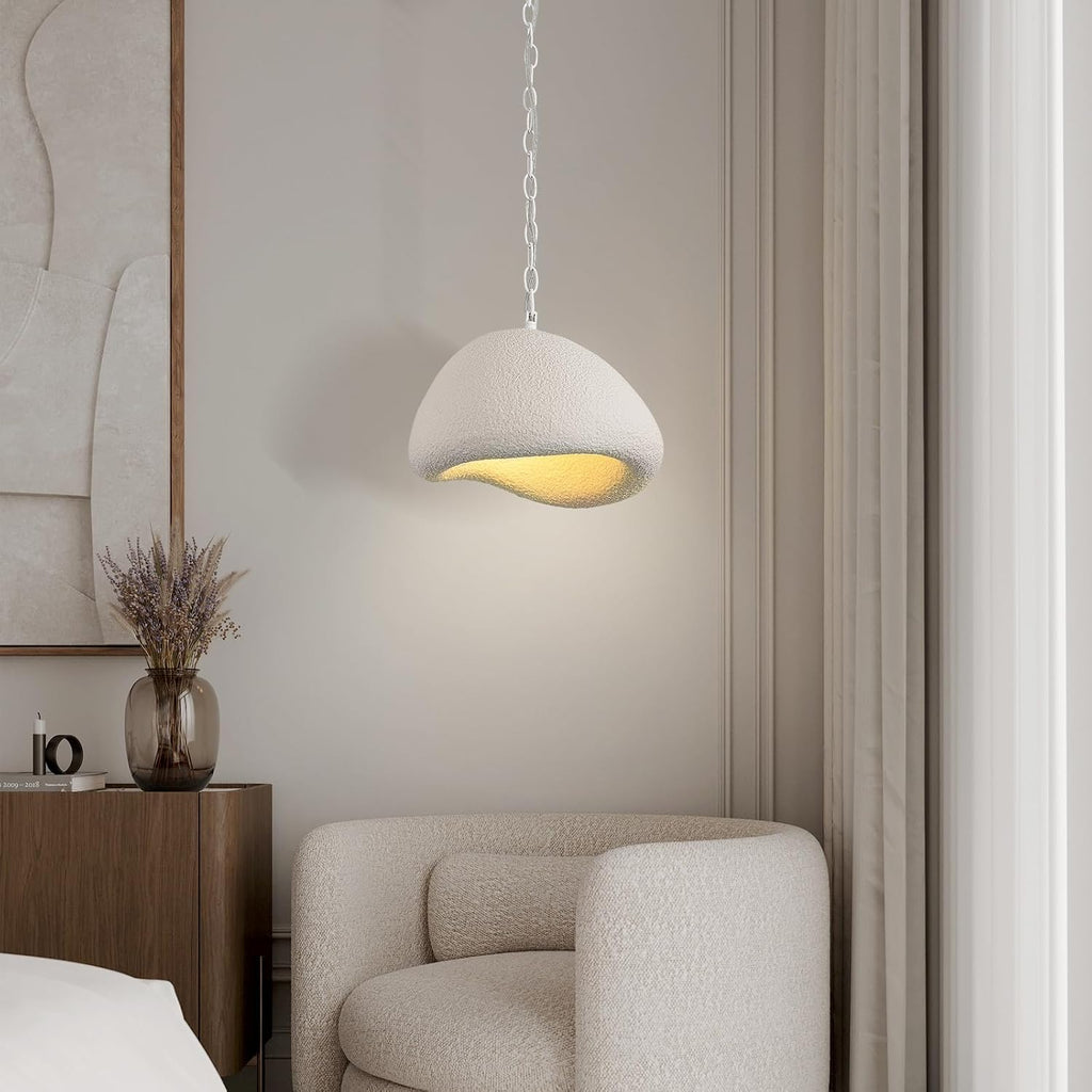 Upgraded 11.8in Wabi Sabi Pendant Light,E26 Base,Fiberglass hanging lamp