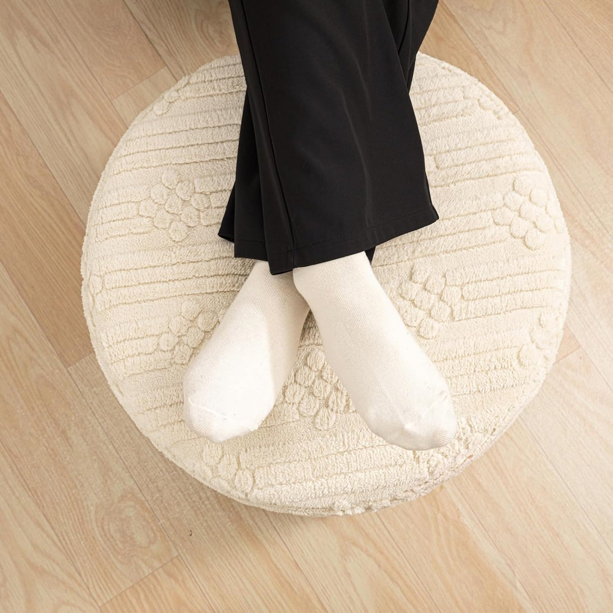 Asuprui Ottoman Foot Rest,Linen,All-in-one Foam Pouf Footstool 20x14 in