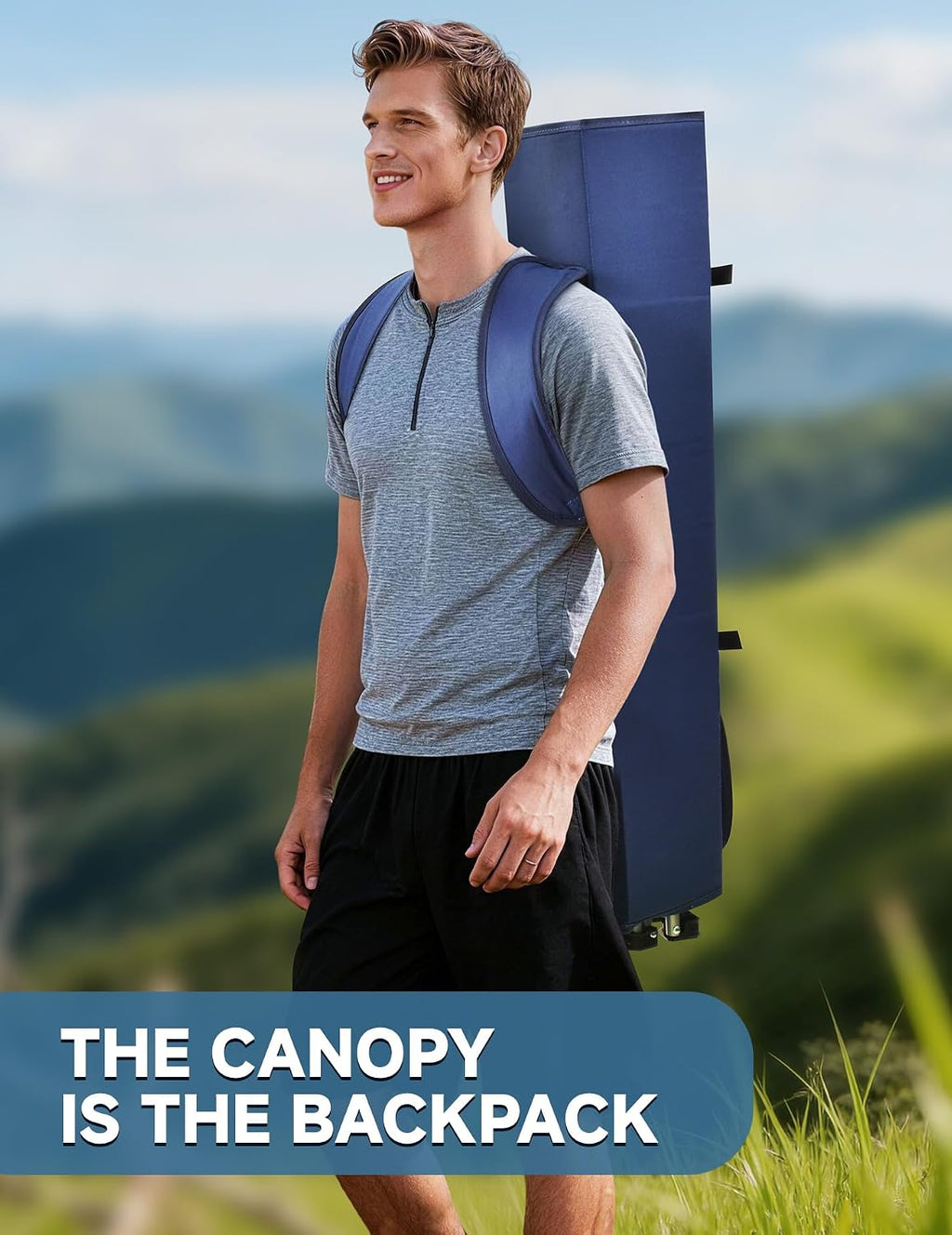 eo living backpack beach chair with canopy shade, side view