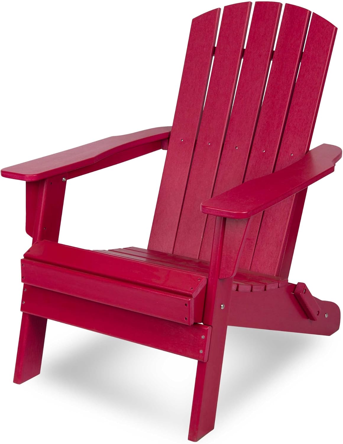 Shine Company 7626CP Seaside Mid-Century Modern Folding Plastic Adirondack Chair | Durable Resin Composite Fire Pit Chairs – Chili Pepper