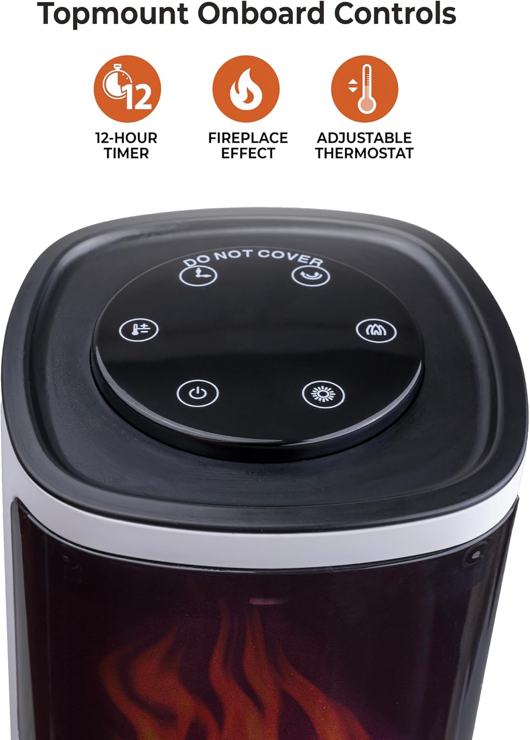 Comfort Zone 25" Oscillating Tower Heater with 3D Flame Effect