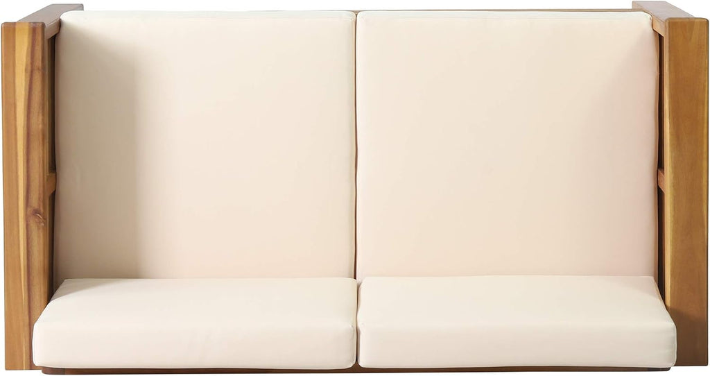 Christopher Knight Home Louver Chat Set, Teak + Cream
