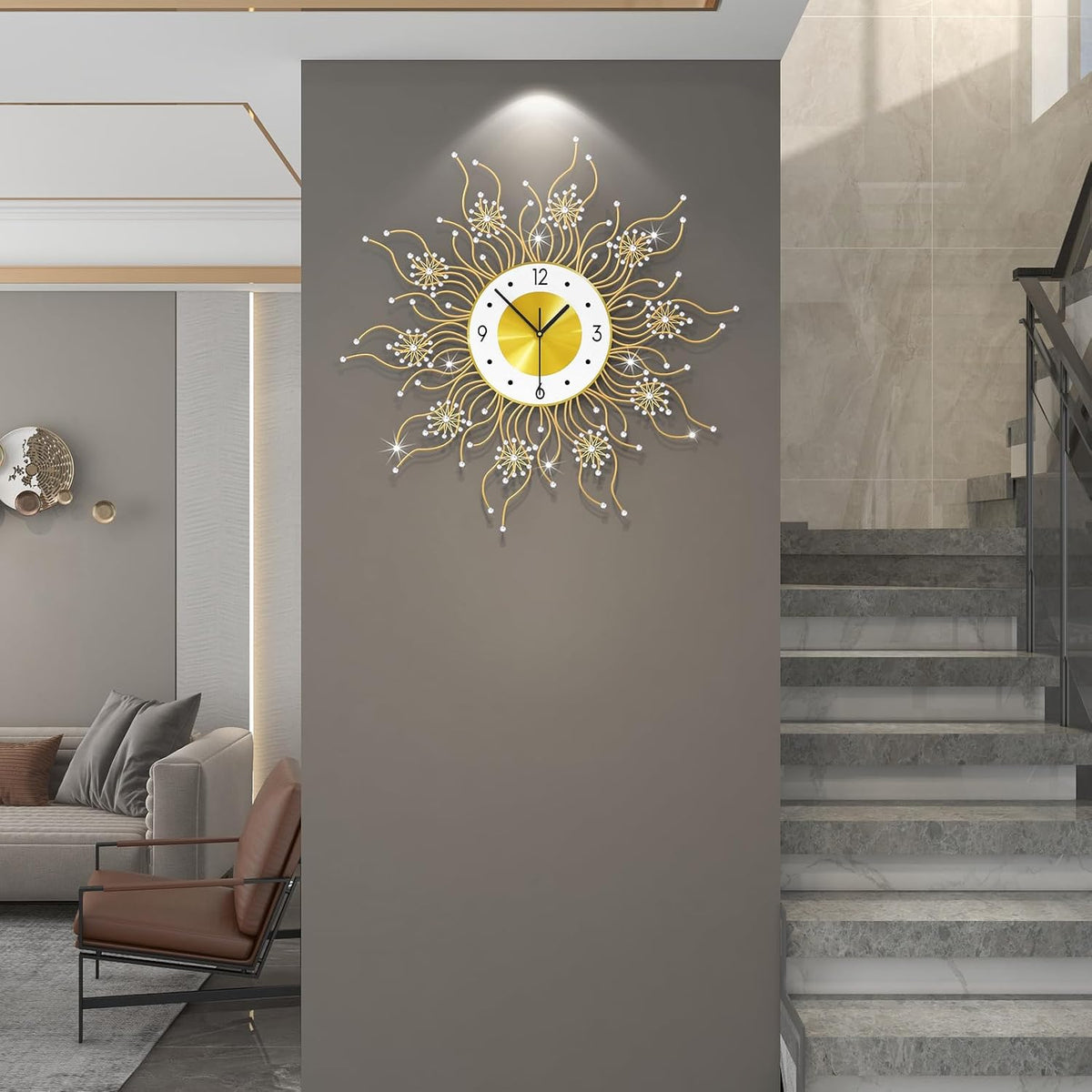FLEBLE Decorative Large Wall Clocks Modern Clock Silent Battery Operated