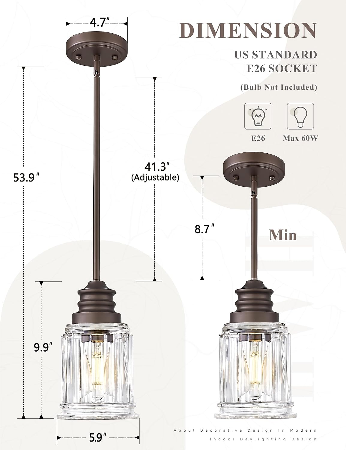 farmhouse pendant light for kitchen island, hwh oil-rubbed, close-up detail