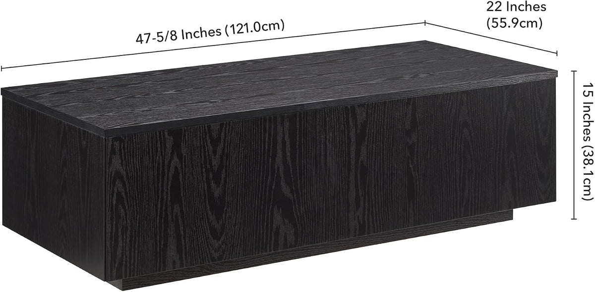 Henn&Hart 48" Modern Coffee Table, Natural Black