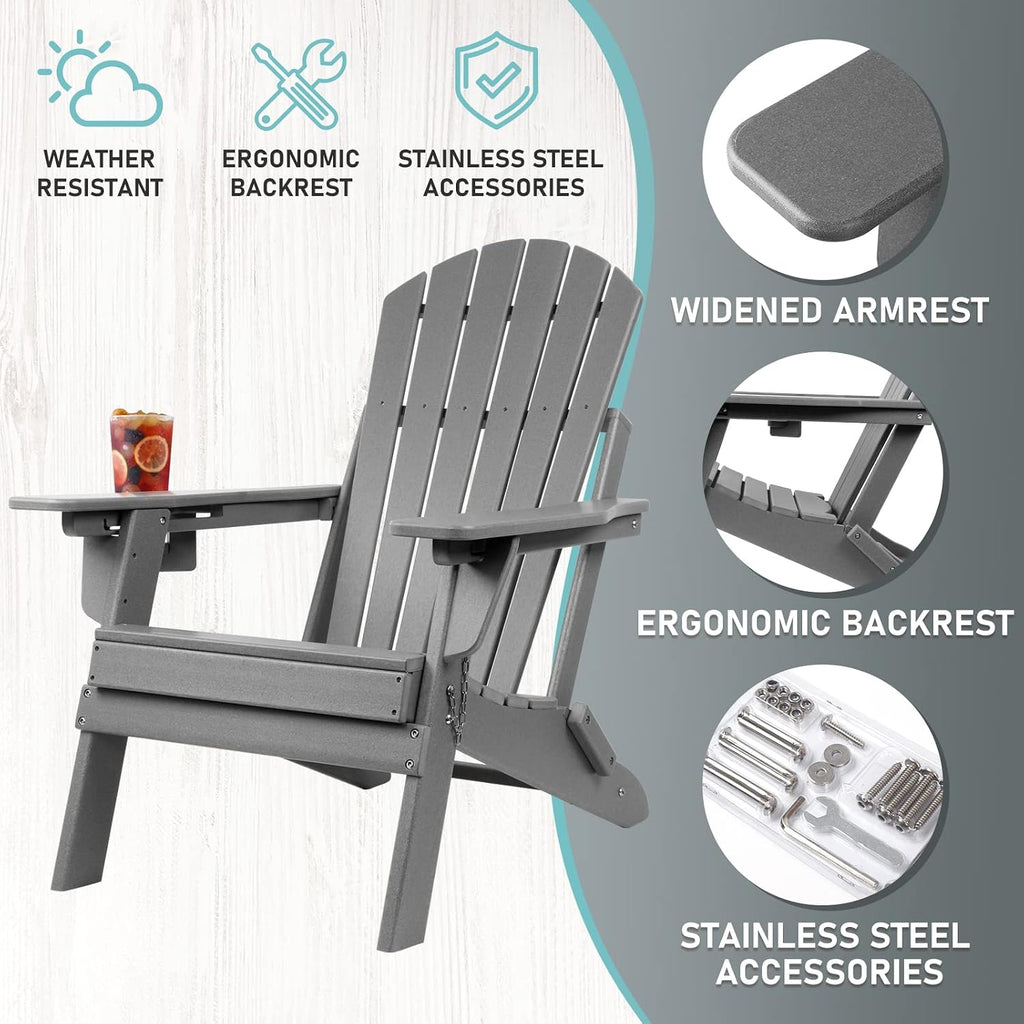 FUNBERRY Oversized Folding Adirondack Chair with Adjustable Backrest 400LBS