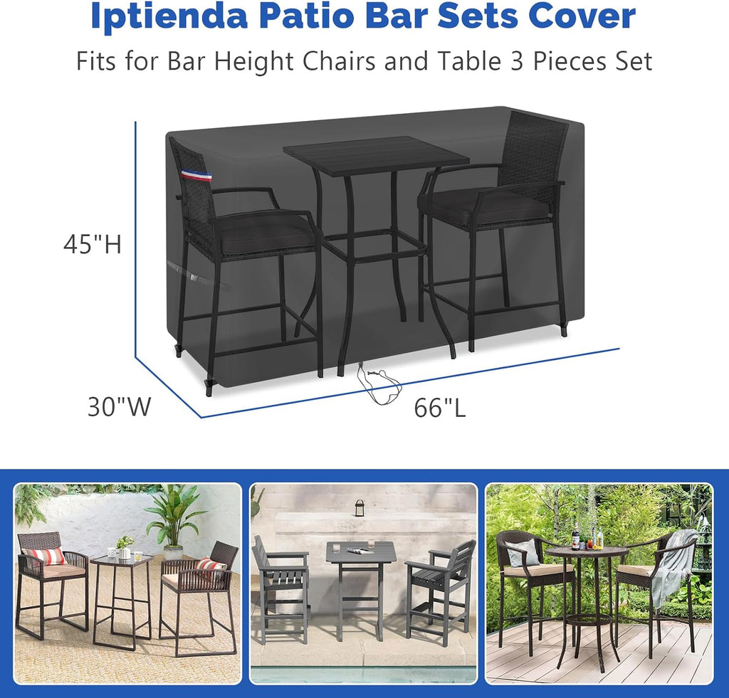 Patio Furniture Covers for High Top Table and Chairs-66x30x45in
