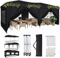 Aoxun 10x20 Pop Up Canopy Tent with 6 Sidewalls, Party Tent, Black