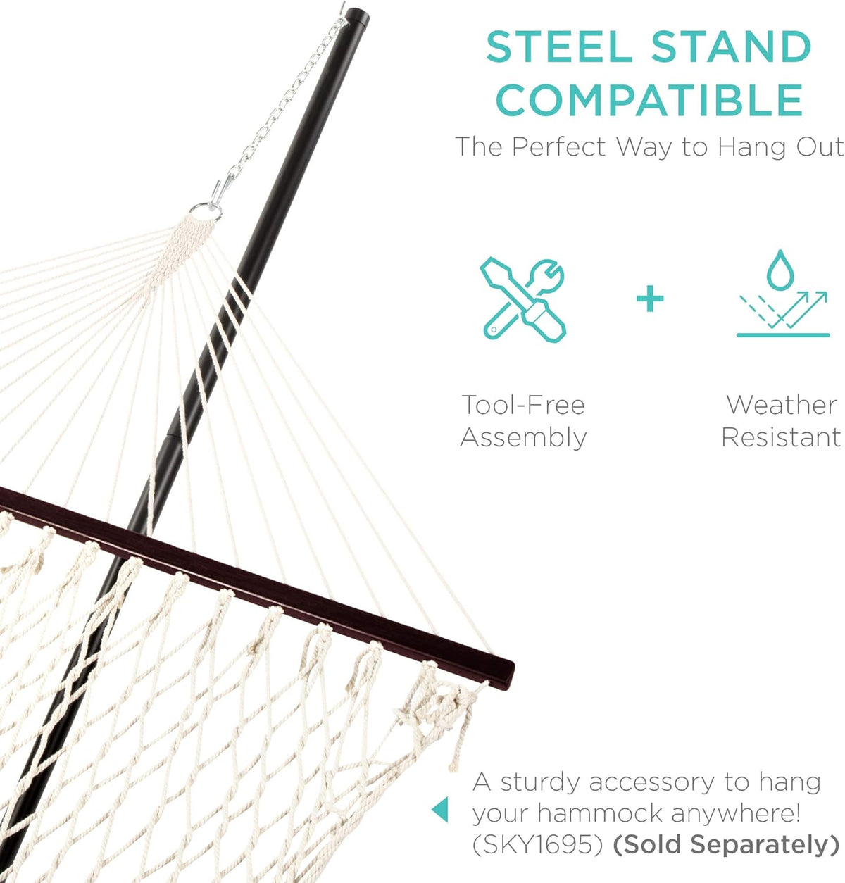 Best Choice Products 2-Person Double Hammock, Outdoor Woven Cotton Rope Hammocks for Backyard, Patio w/Spreader Bars, Carrying Case, 450lb Weight Capacity