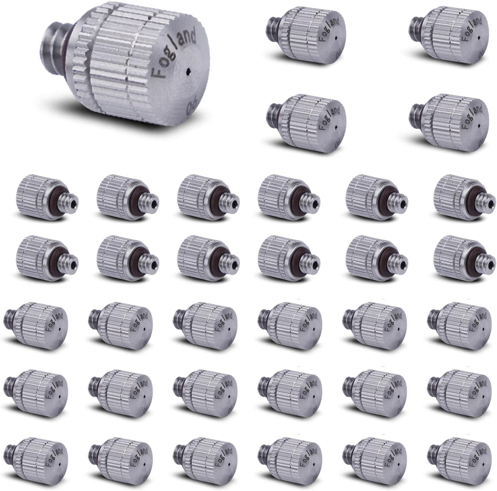 Fogland Stainless Steel Misting Nozzles, 35 Pack, 0.024" Orifice Mist Heads