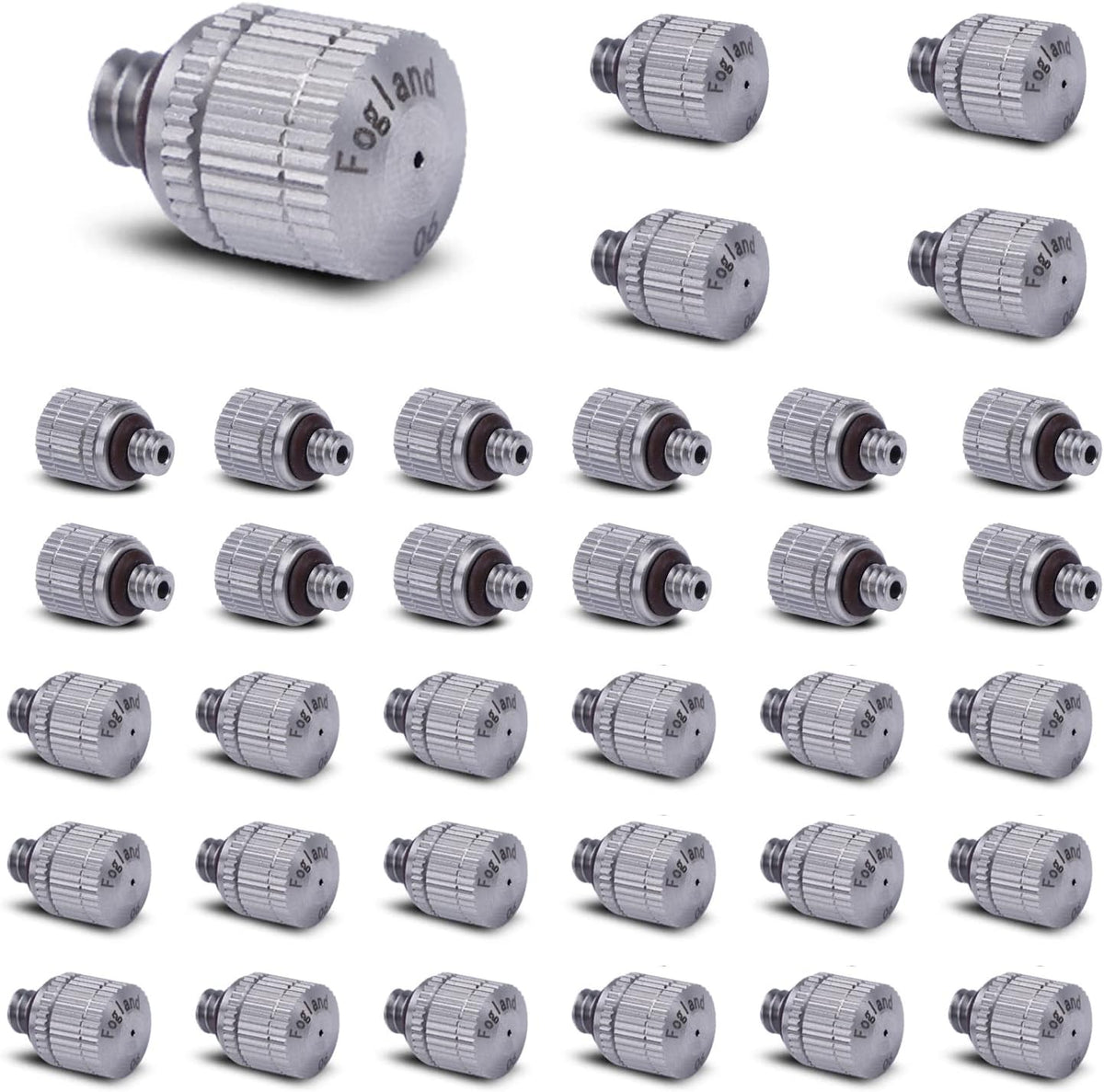 Fogland Stainless Steel Misting Nozzles, 35 Pack, 0.024" Orifice Mist Heads