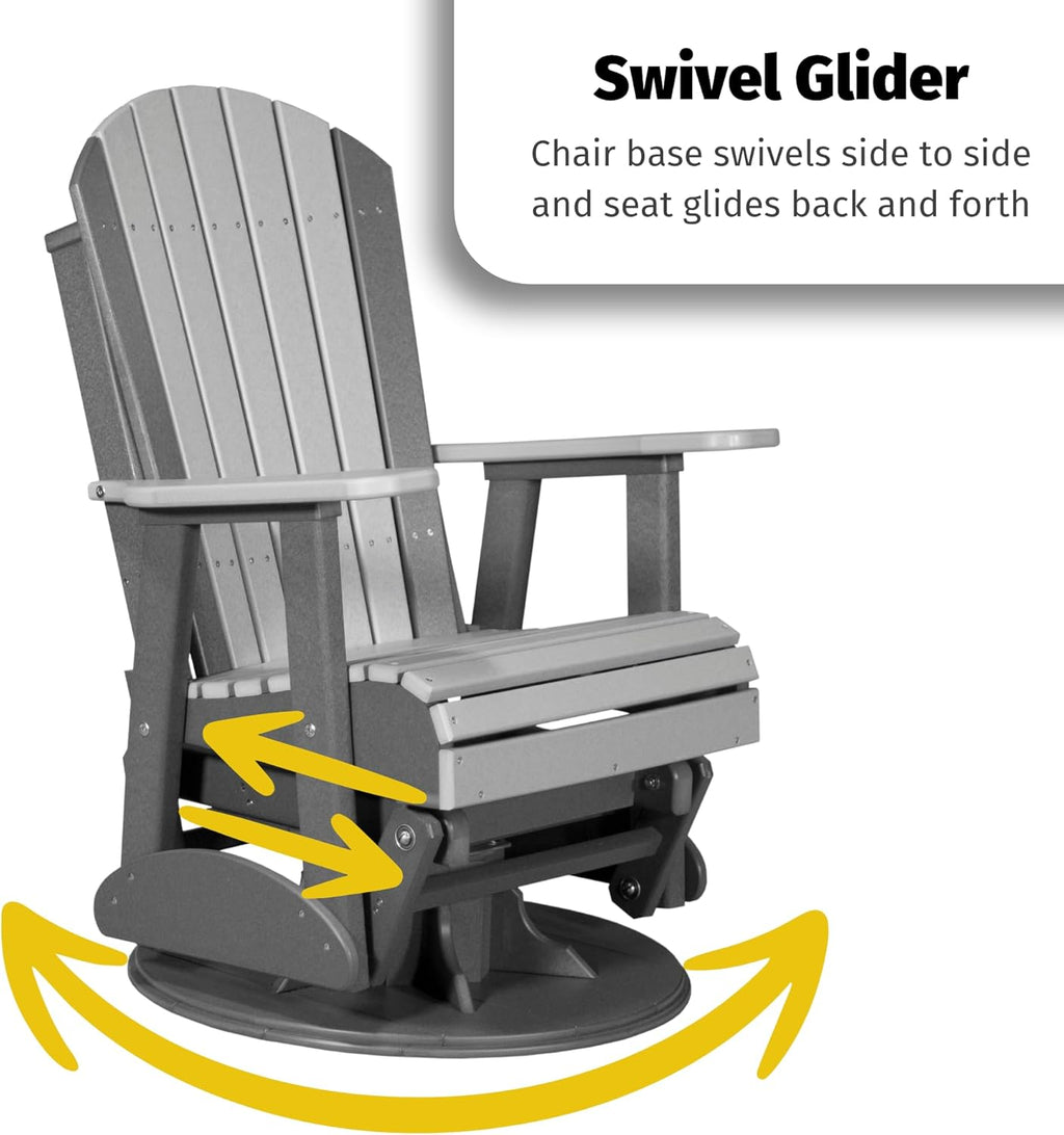 LuxCraft 2' Adirondack Swivel Glider - Available in 14 Colors, Cedar and Black