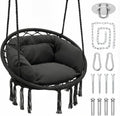 Magshion Macrame Hanging Hammock Chair with Cozy Full Cushion, Black