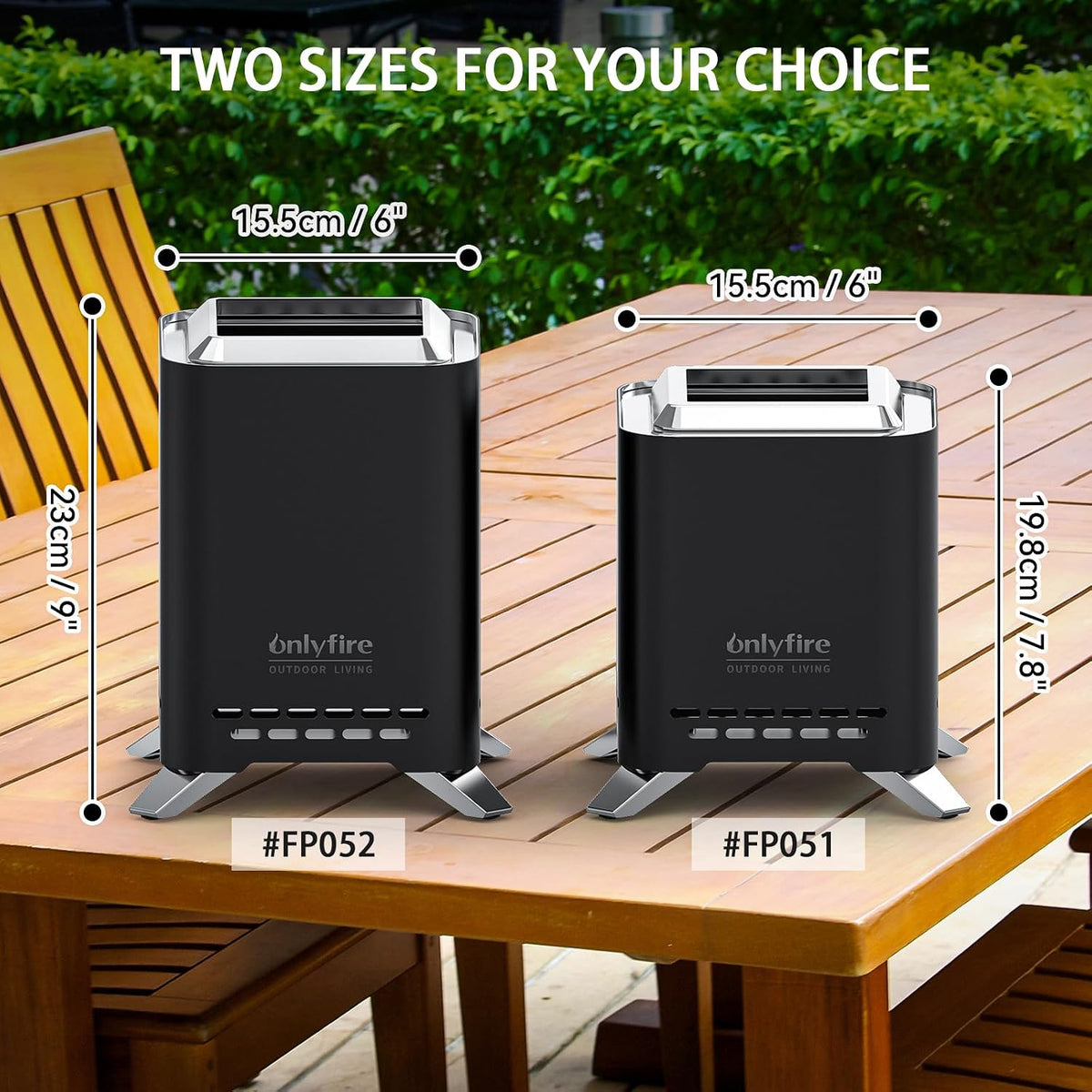 2-in-1 Wood Burning Fire Pit with Pot Rack, 7.8" Tabletop Fireplace, Black