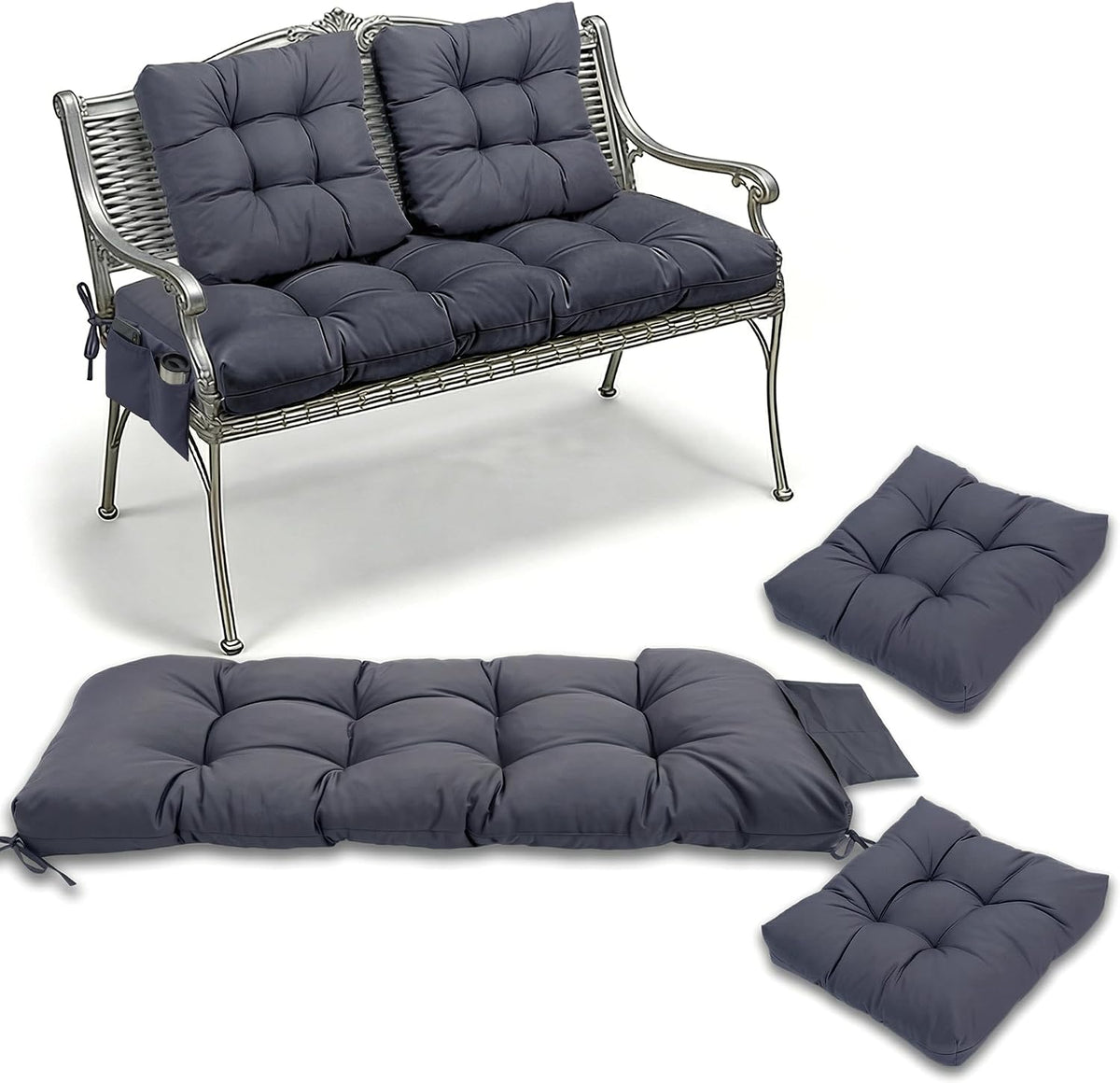Yddsky 3Pcs Wicker Chair Cushion Sets for Patio Furniture,Grey,47*19*4''