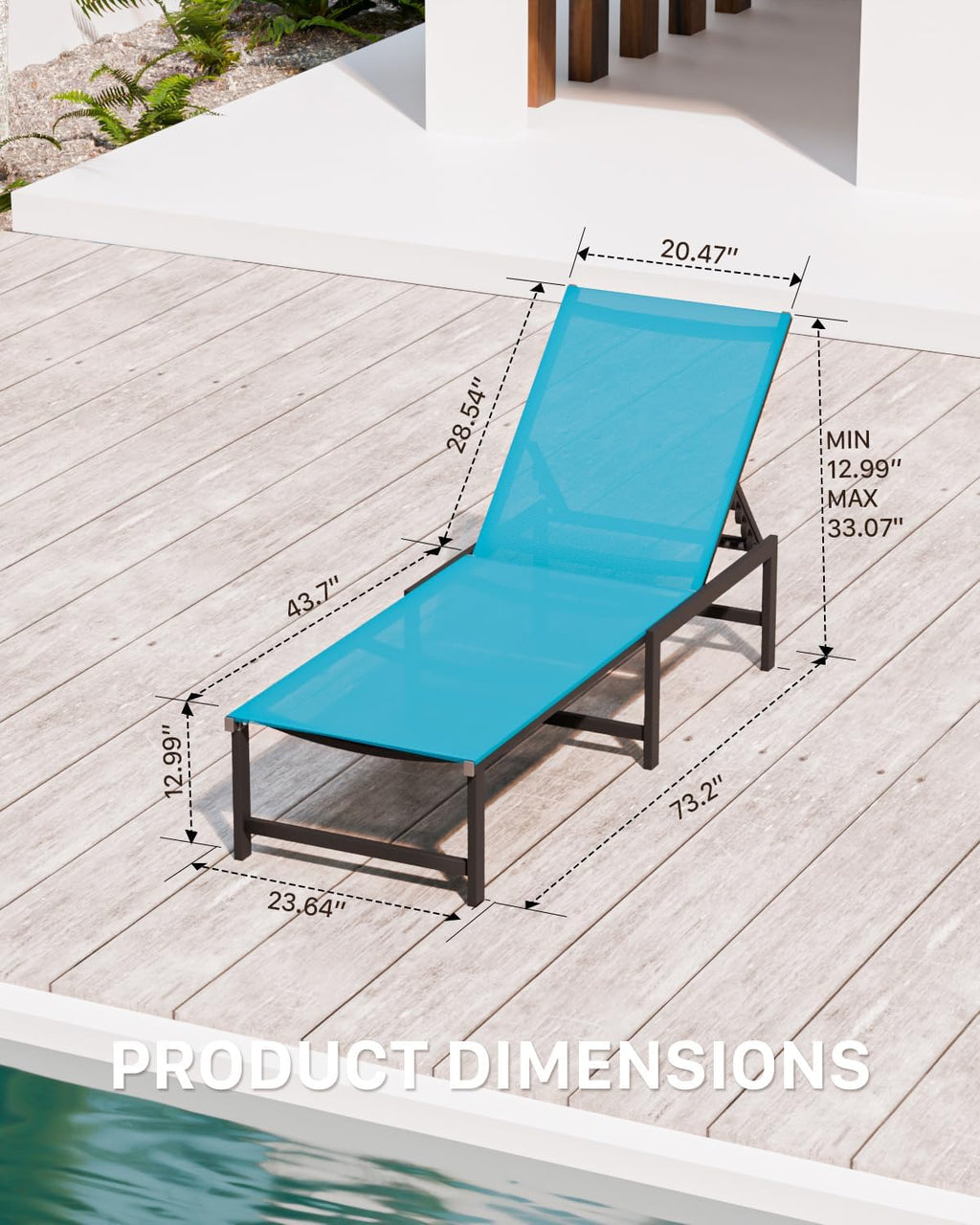 aluminum patio chaise lounge chair outdoor,blue shown in use