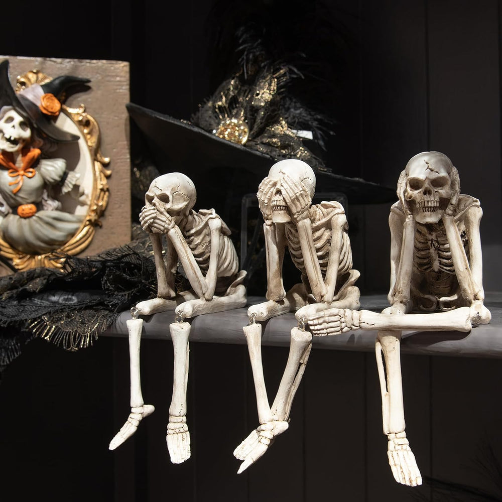 Newman House Studio Skeleton Halloween Decorations Indoor - No Evil Statues
