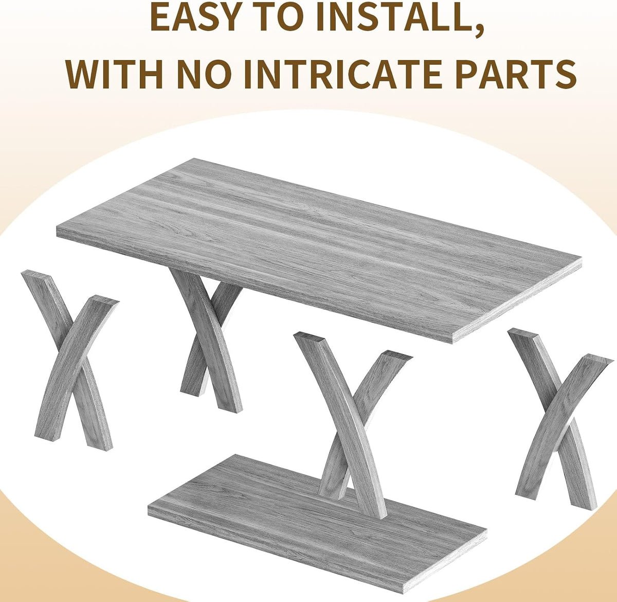 47" Farmhouse Coffee Table with Storage Shelf, Grey