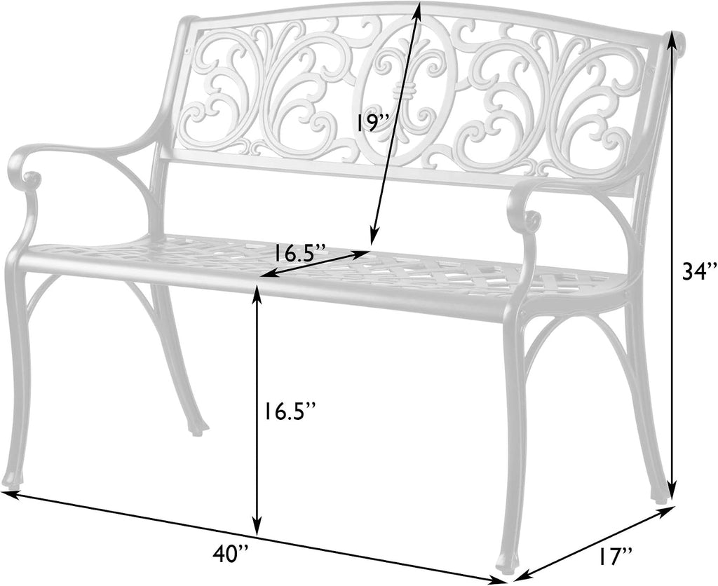 Patio Sense Decatur Rust-Resistant Cast Aluminum Bench, Antique Bronze