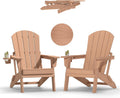 Plawdlik HDPE Folding Adirondack Chair Set of 2 with Cup Holder, Teak