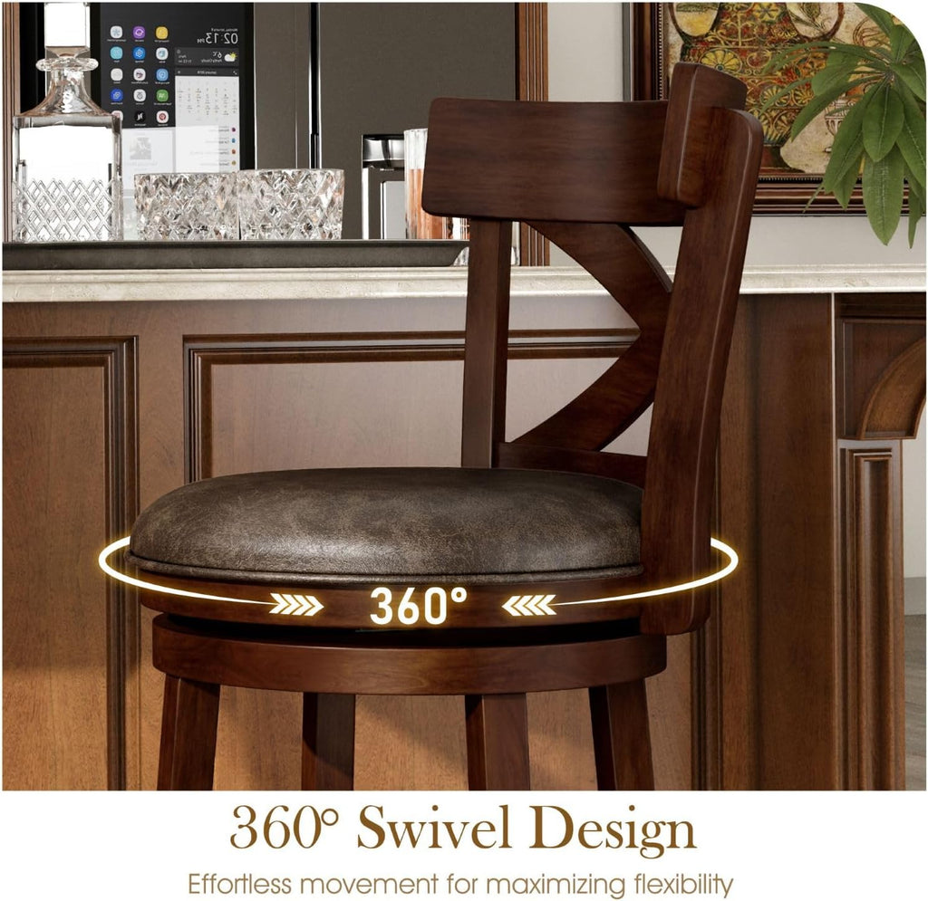 Sophia & William 30 Inch Swivel Bar Stools Set of 3, Bar Height Barstools