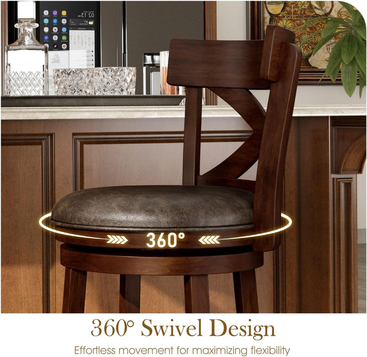 Sophia & William 30 Inch Swivel Bar Stools Set of 3, Bar Height Barstools